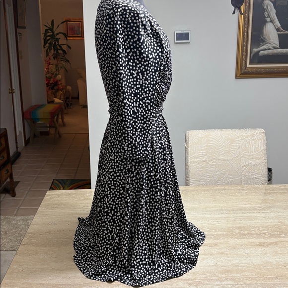 NWOT WHBM black with white polkadot dress with sash belt, Excellent Condition. - Picture 4 of 10